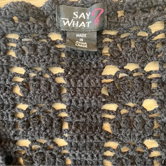 Say What? Black Open-Front Crochet Cardigan - Picture 7 of 11